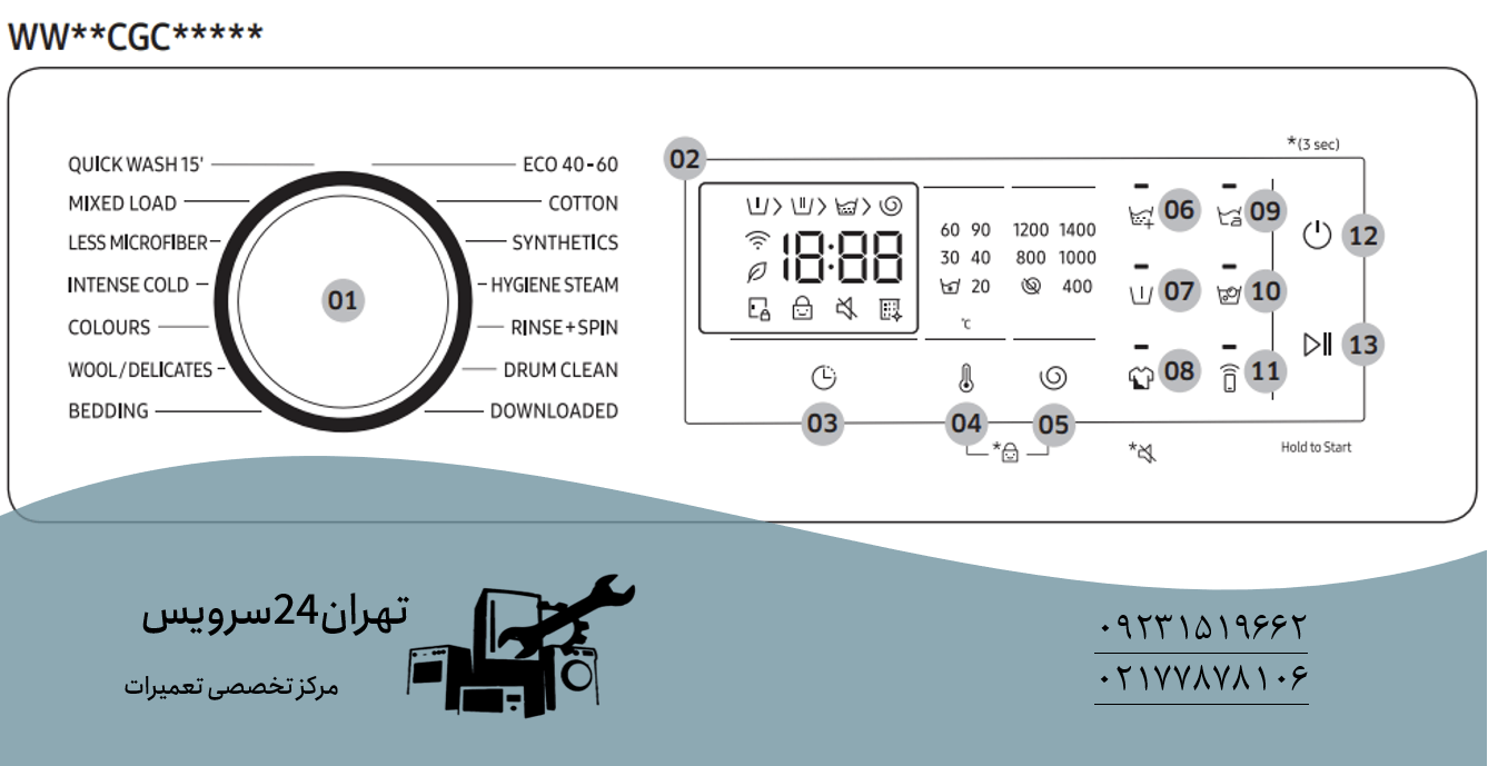 برنامه های ماشین لباسشویی سامسونگ
