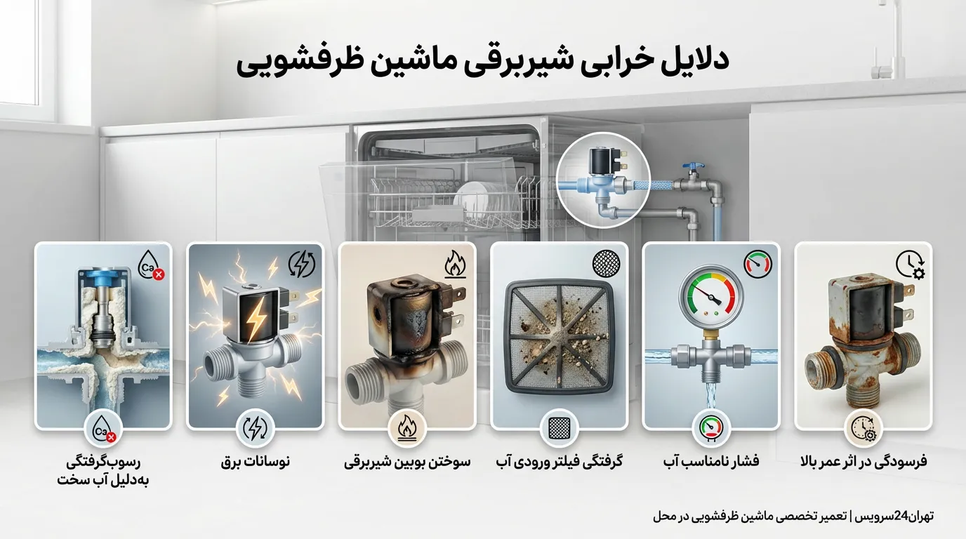 خرابی شیربرقی ماشین ظرفشویی
