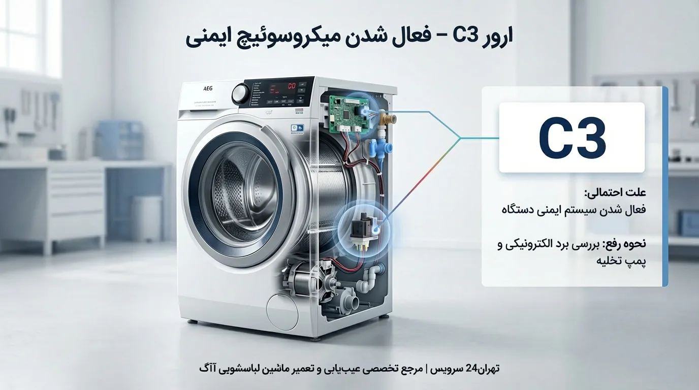 کد خطای C3 ماشین لباسشویی آاگ