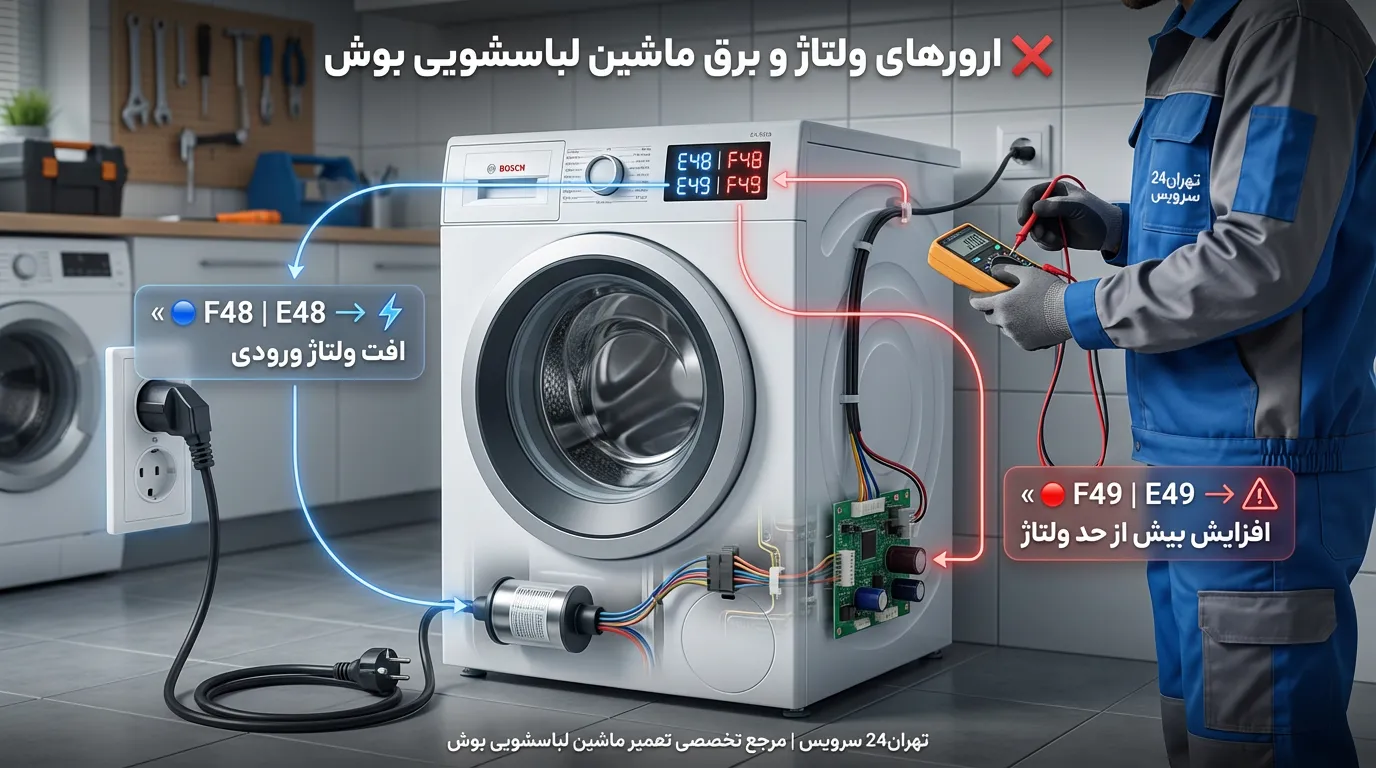 ارور ولتاژ و برق لباسشویی بوش